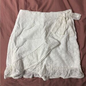 White Eyelet Wrap Skirt